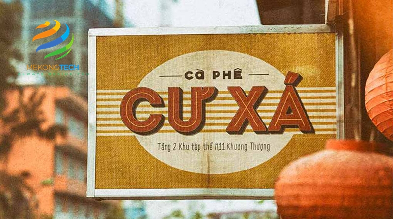 Bảng hiệu retro được làm từ vật liệu in decal dán lên hộp đèn tôn thiếc